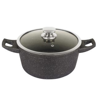 Royalty Line Forged Aluminium Non-stick Marble Cooking Pot-24cm Black
