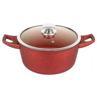Royalty Line Forged Aluminium Non-stick Marble Cooking Pot -24cm Red