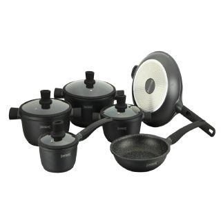 Royalty Line 10 Piece Marble Coating Cookware Set NS1010 Black