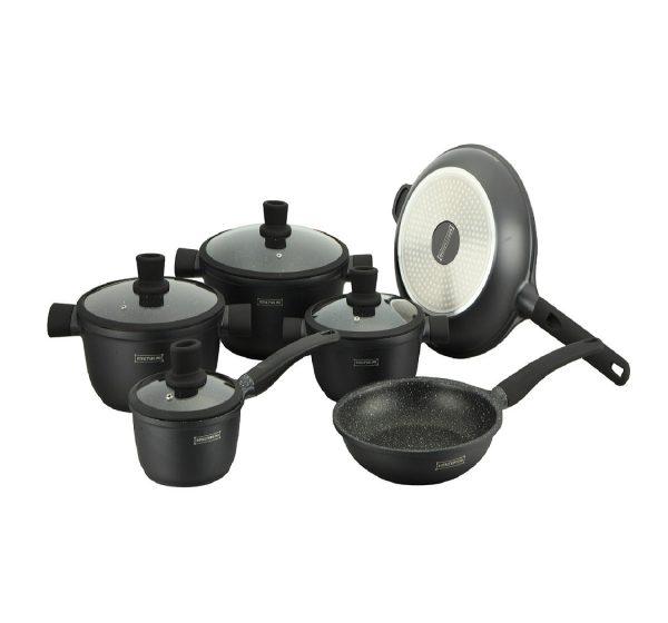 Royalty Line 10 Piece Marble Coating Cookware Set NS1010 Black