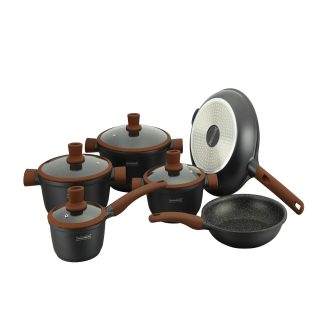 Royalty Line 10 Piece Marble Coating Cookware Set NS1010 Brown