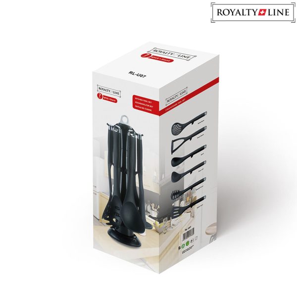 Royalty Line RL-U07: 7 Pieces Black Kitchen Tools With Storage Base - Image 3