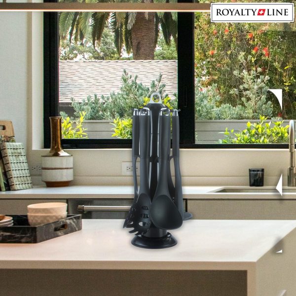 Royalty Line RL-U07: 7 Pieces Black Kitchen Tools With Storage Base - Image 4